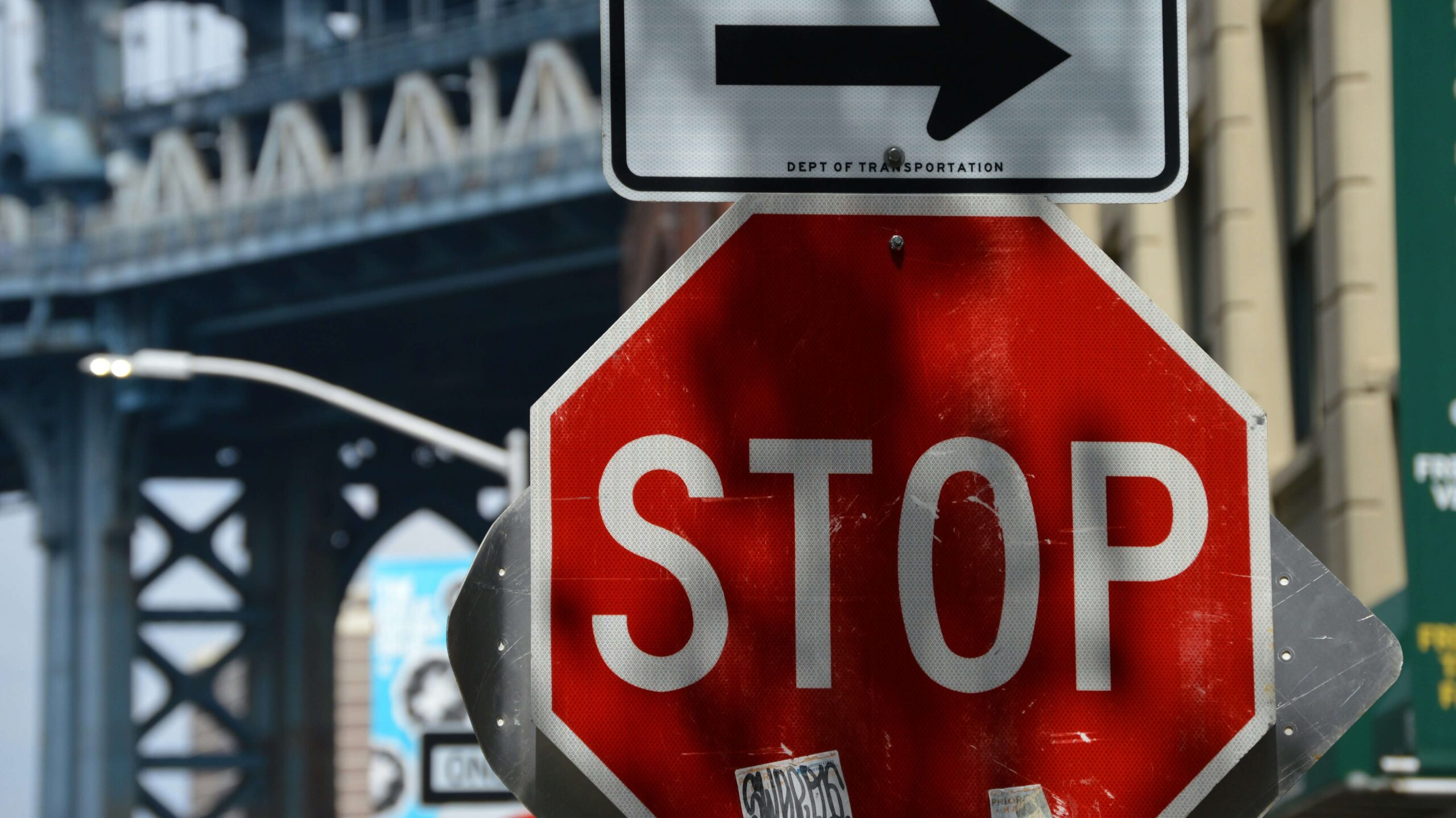 Red octagonal stop sign used to signal drivers to stop at intersections